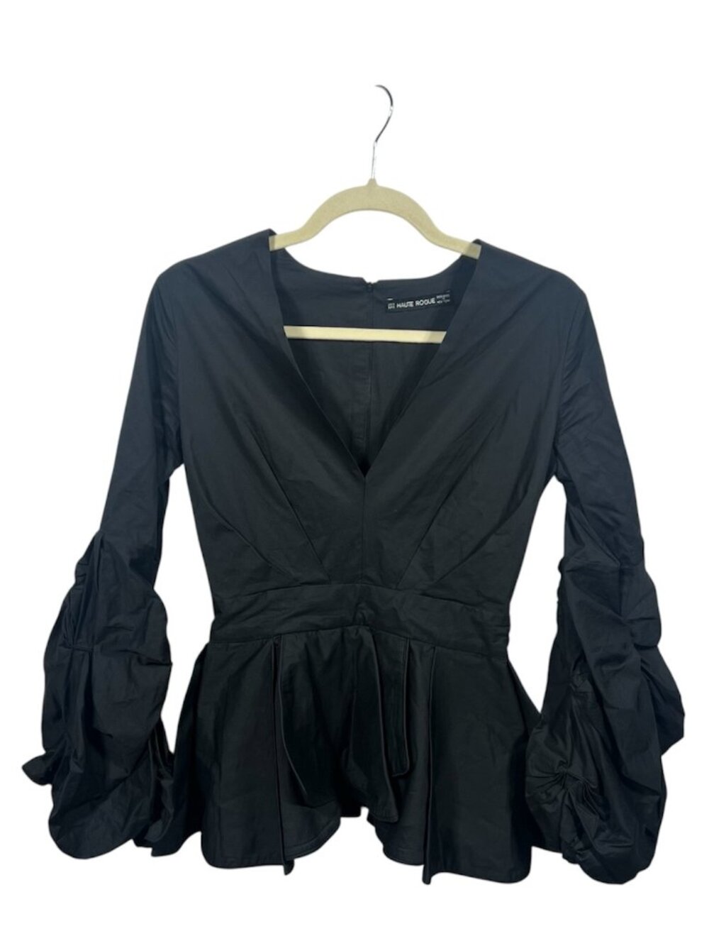 Victorian Whimsigoth Peplum Top Womens Small Structured Ruched Statement Blouse
